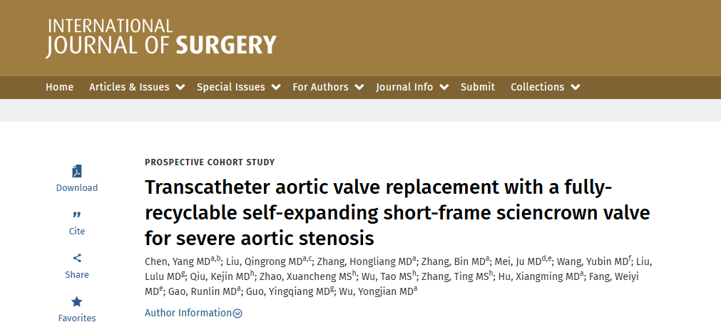 Transcatheter Aortic Valve Replacement with a Fully-Recyclable Self-Expanding  Short-Frame ScienCrown Valve for Severe Aortic Stenosis